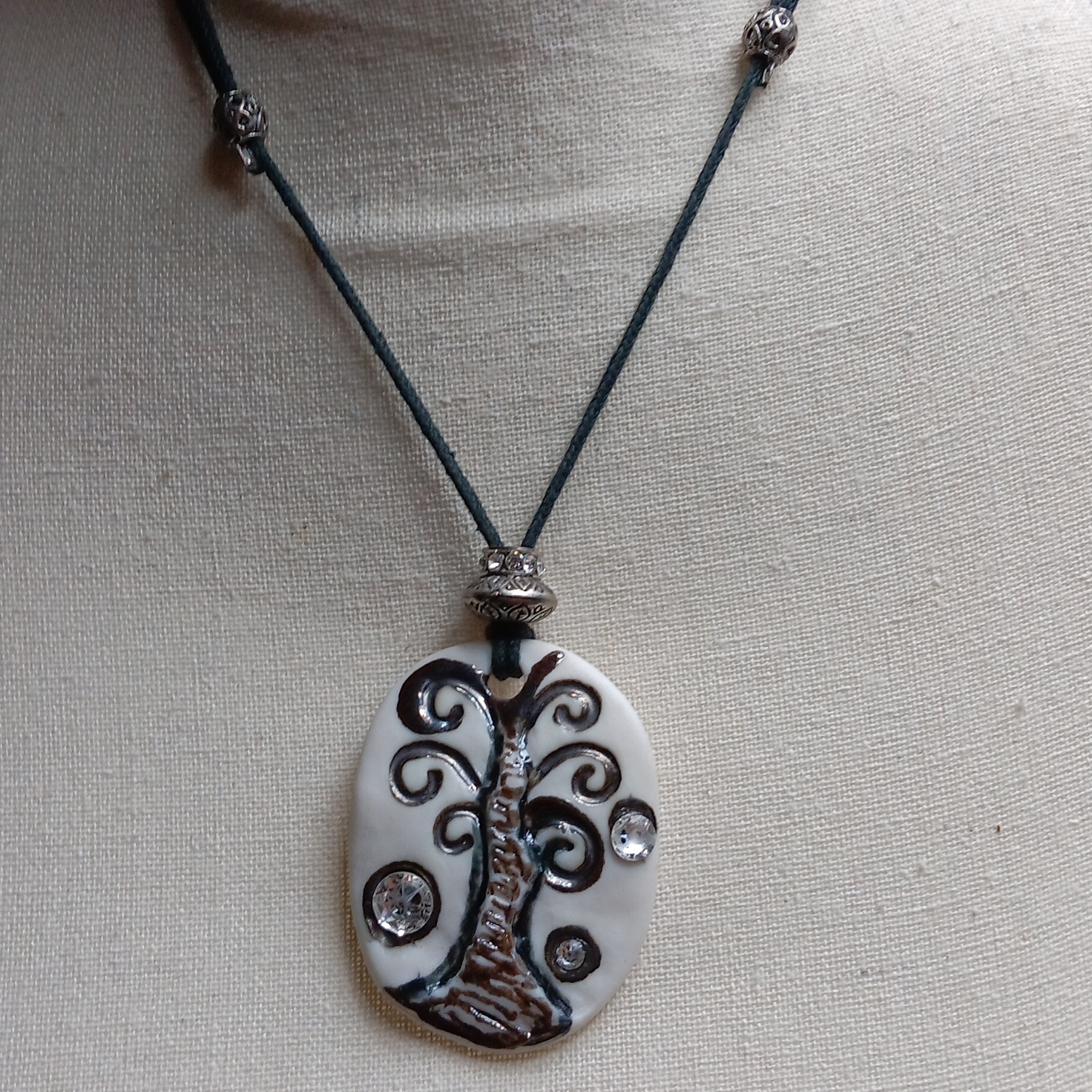 Tree Of Life Hand Made Necklace! Many Details! Adjustable Neckline.